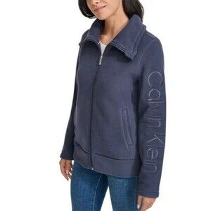Calvin Klein Women's Polar Fleece Zip Up Jacket Dark Gray (Storm Cloud) XXL NWT